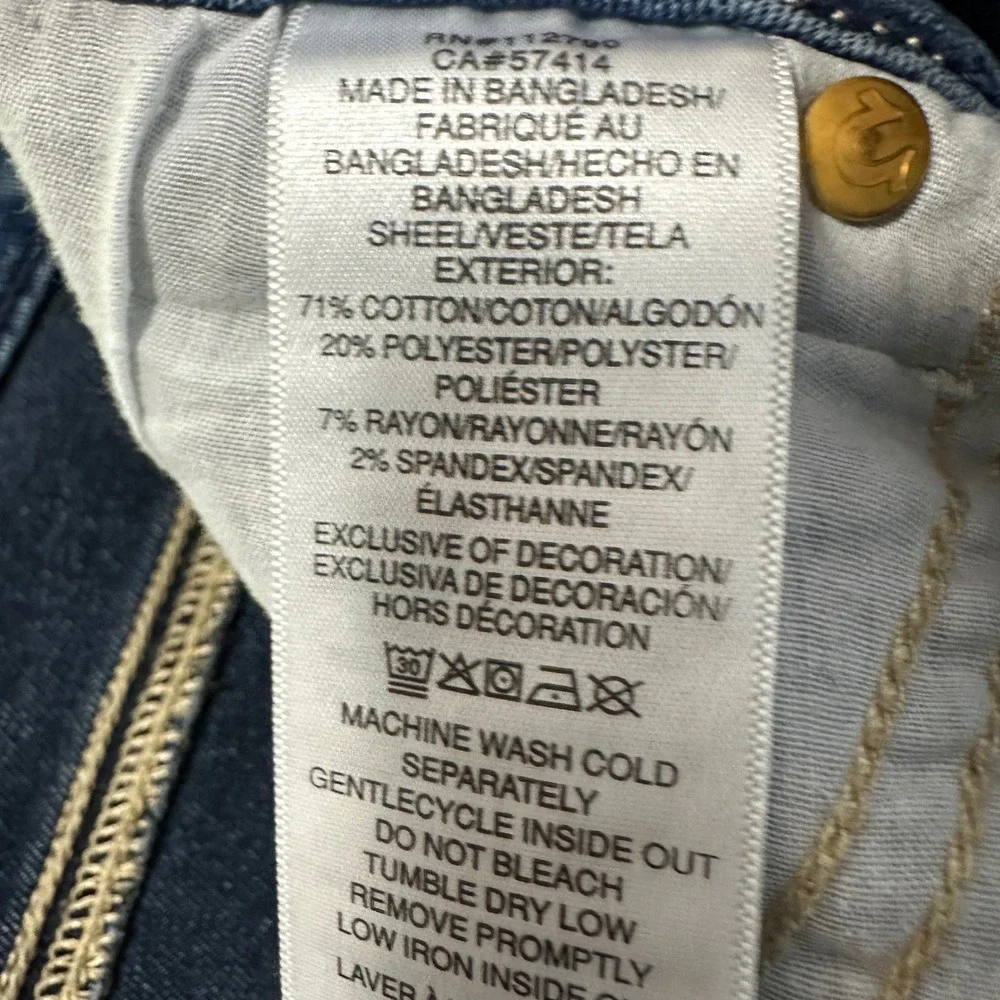 True Religion Women's 32 Jennie Curvy Super Skinny Blue Mid Rise Jeans y2k